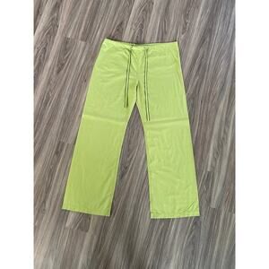 Blue Sky Skinny Scrub Pants Women’s Size S Green Drawstring Cotton Blend